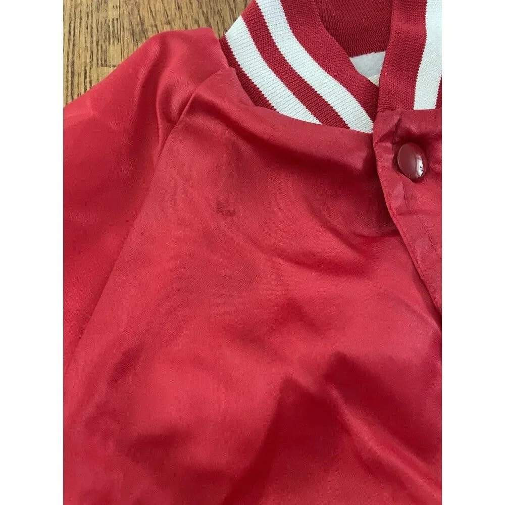 Vintage Mickey Mouse Satin Jacket Kids Size 5 Disney Red Bomber 80s 90s